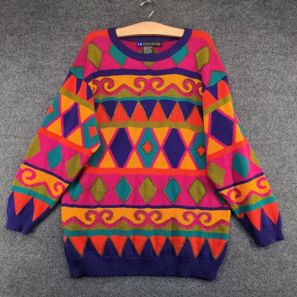 I.B. Diffusion Women's Pullover Sweater Multicolor Size M Geometric Colorful120 - Picture 7 of 14